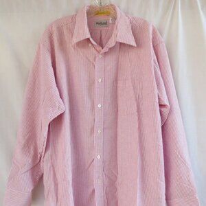 Vintage Highland Dress Shirt Red White Striped Long Sleeve Button Down Size 17.5